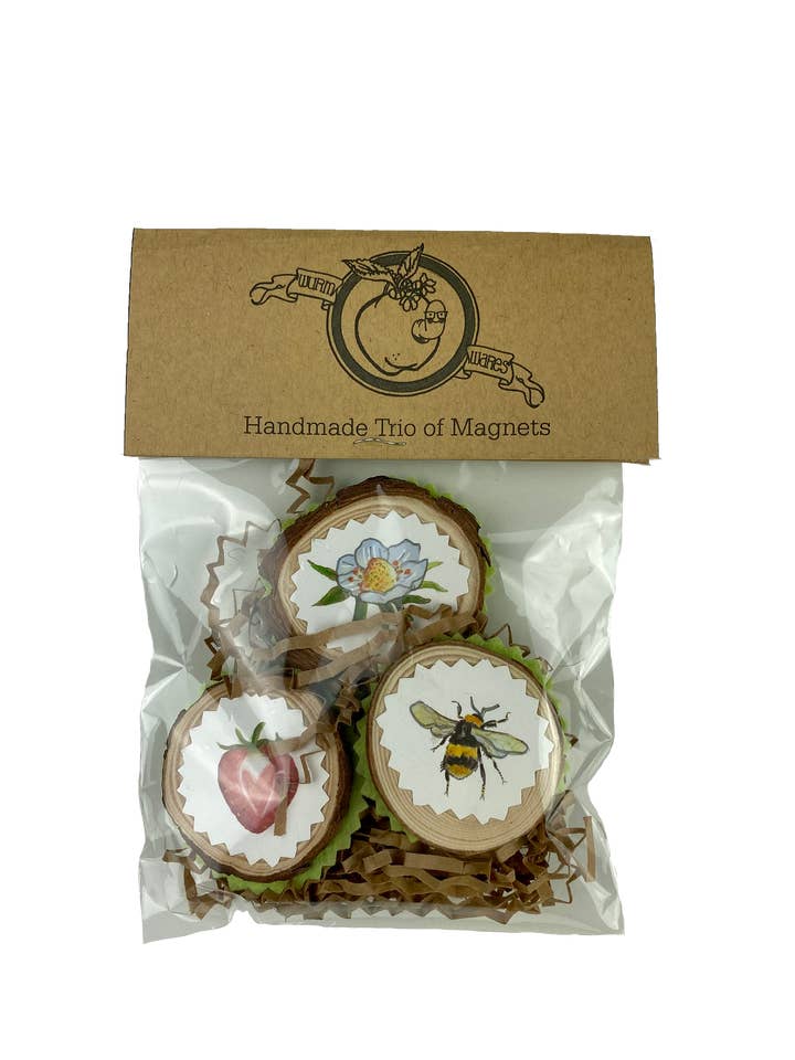 Strawberry Trio Magnet Set for wholesale by Wurm Wares