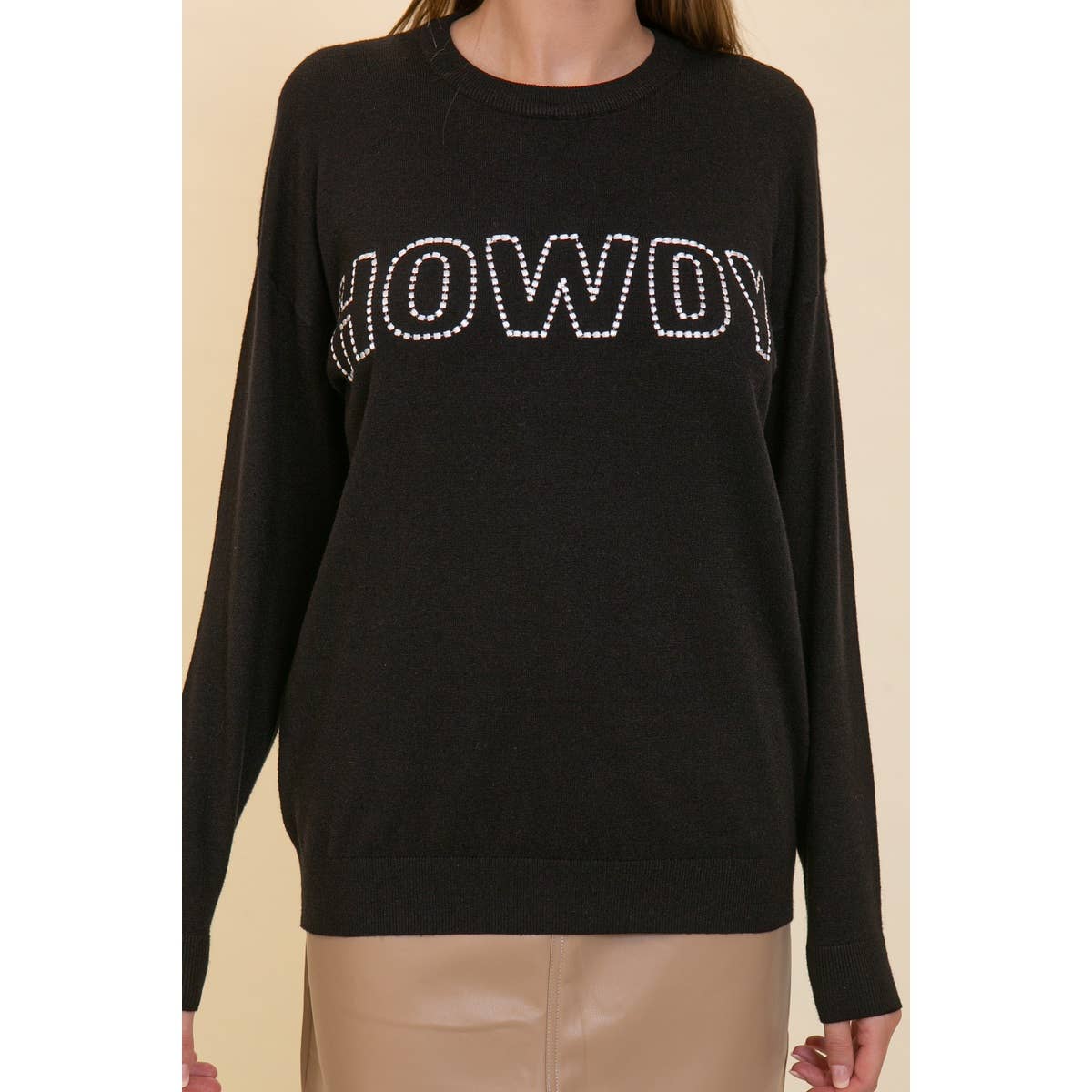 Blue Bunny Inc - Wholesale Knit Sweater - Women's - Playful HOWDY Stitched Sweater for Cozy Casual Style4