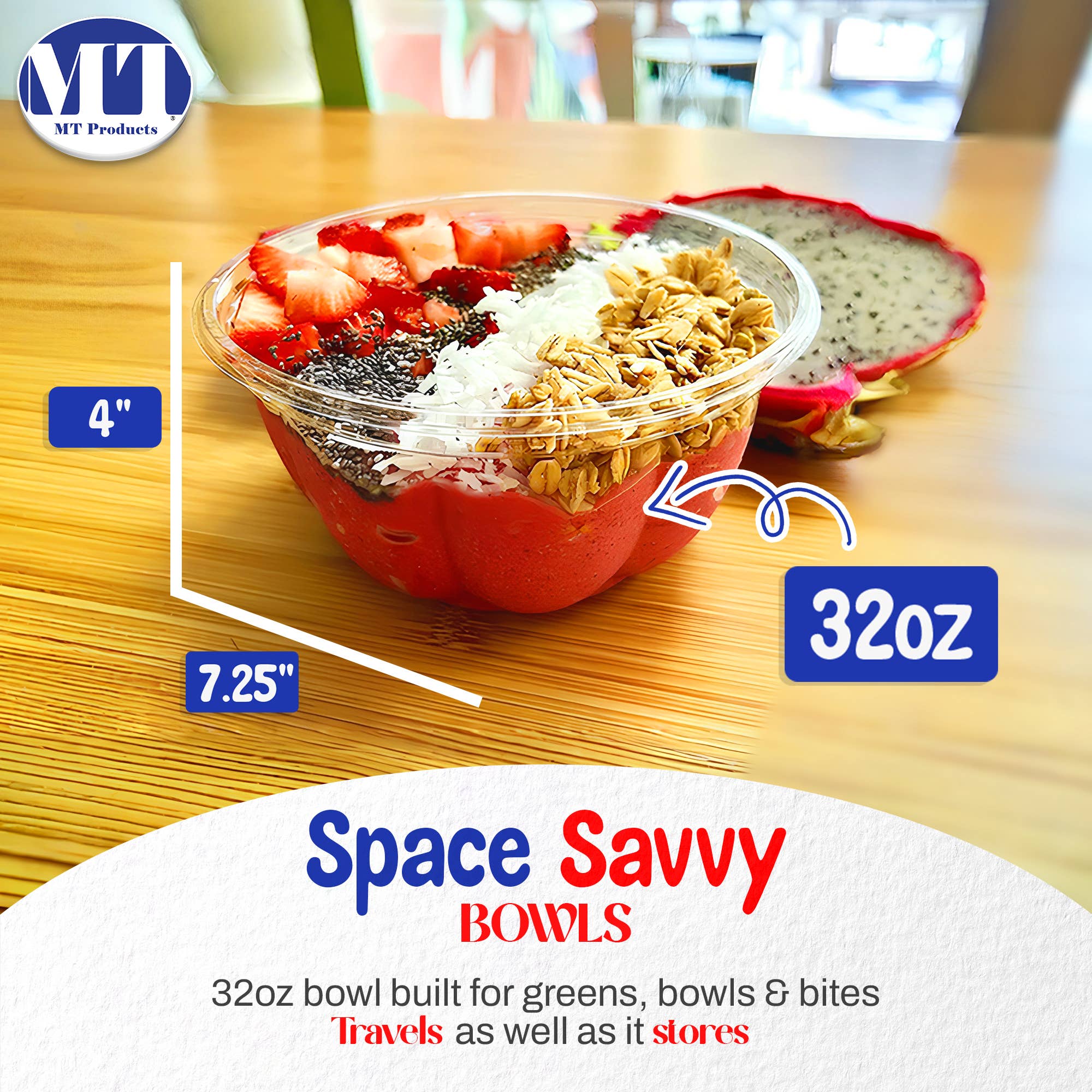 MT Products - Wholesale Food Storage Container - MT Products Clear Plastic Salad Container 32 oz1