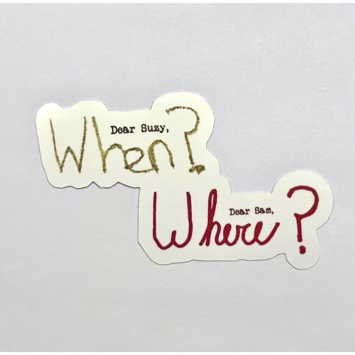 Moonrise Kingdom Dear Sam & Suzy Kiss-Cut Sticker for wholesale by Literary by Ava