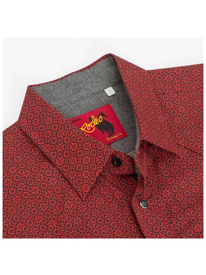 Rodeo Clothing – Camisa de botões - Homem por atacado – Camisa de Homem de Manga Curta com Botões de Pressão e Estampa-PS100S-10962