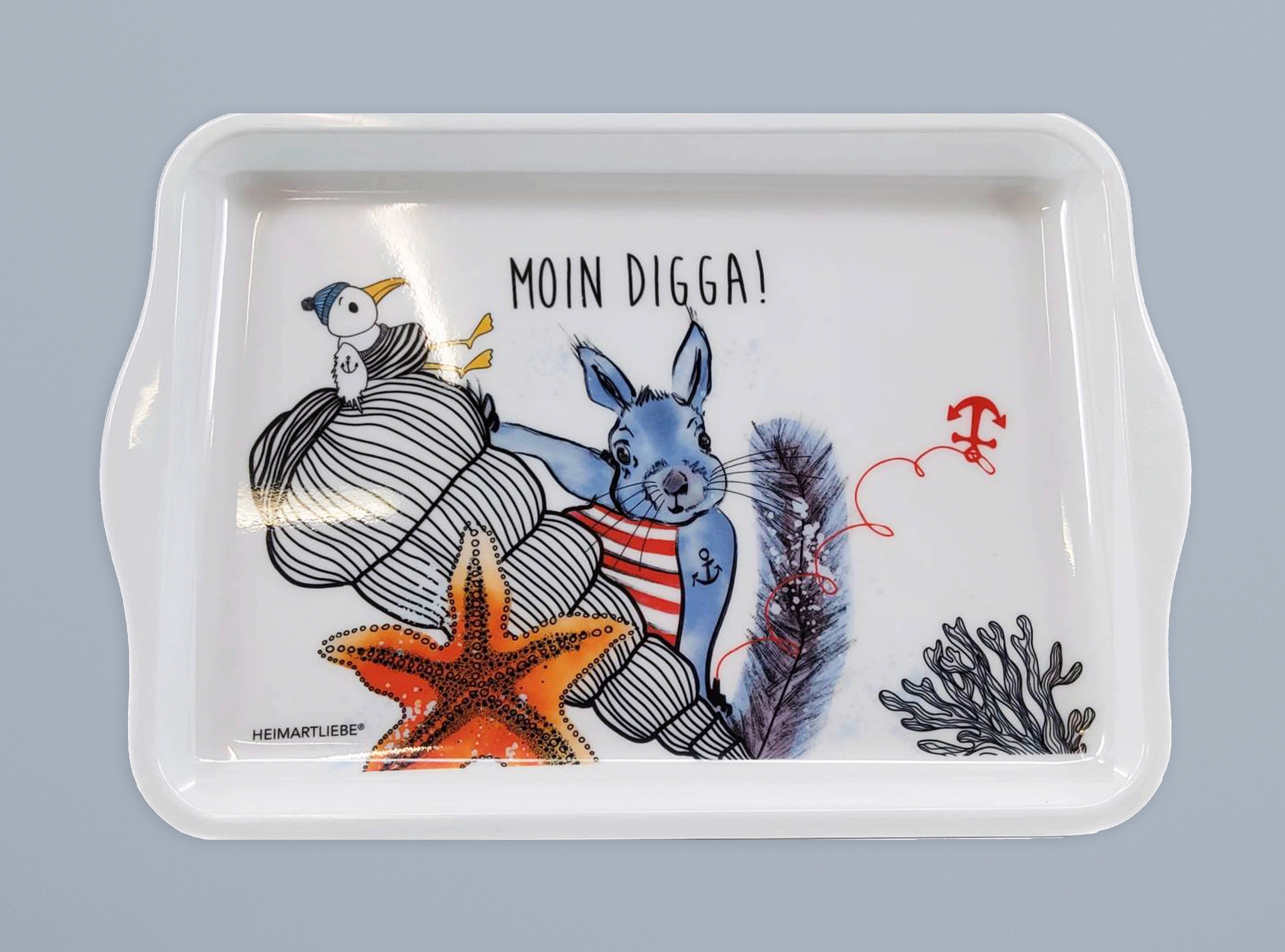 HEIMARTLIEBE® - Wholesale Dienblad - Bakje 'Moin Digga!' van HEIMARTLIEBE® - klein melamine dienblad 22 x 18 cm0