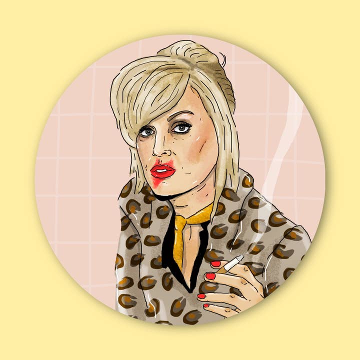 Adesivo divertente di Patsy Stone, LGBT, fan art di star TV, gay per la vendita all'ingrosso da parte di The Queer Store