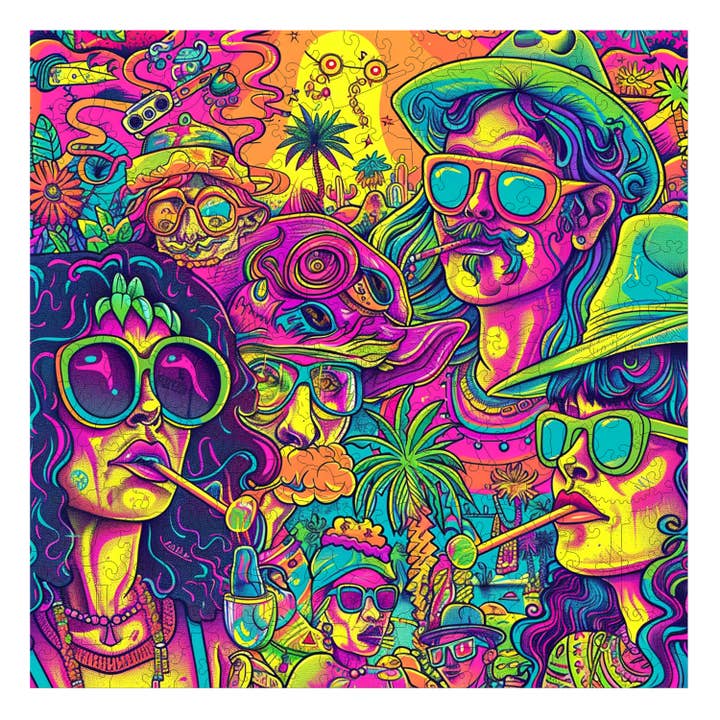 Trippy Puzzle Co – Großhandel Puzzle - Erwachsene – Groovy Gathering Holz-Puzzle für Erwachsene, 300 Stück