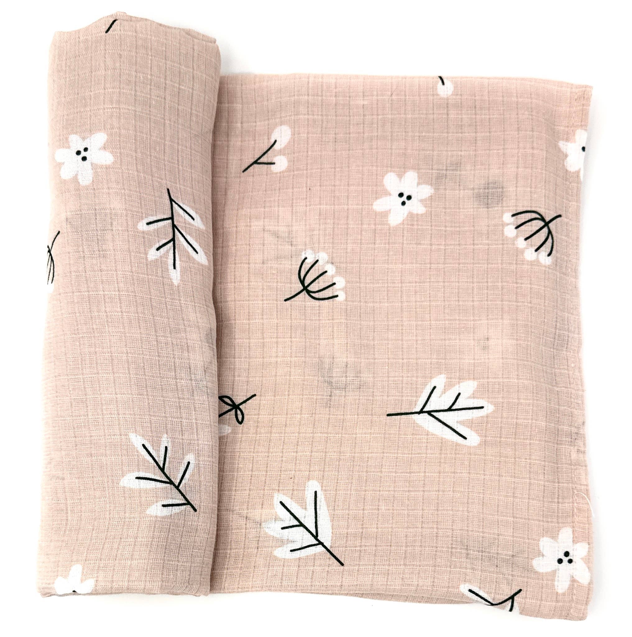 Adam Stork - Wholesale Swaddle - Baby - Muslin Swaddle Blanket for Baby Girls Floral Pink Wildflower