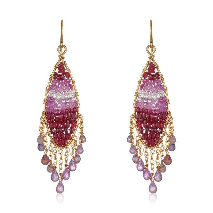 Glamour in Ruby Or Green Garnet Earrings for wholesale by Mabel Chong