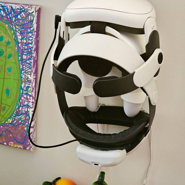 Wall Mounted VR Headset Holder Stand | Virtual Reality Gaming Room Wall Storage | Gamer Gift for Media or TV Room for wholesale by Topoco Art