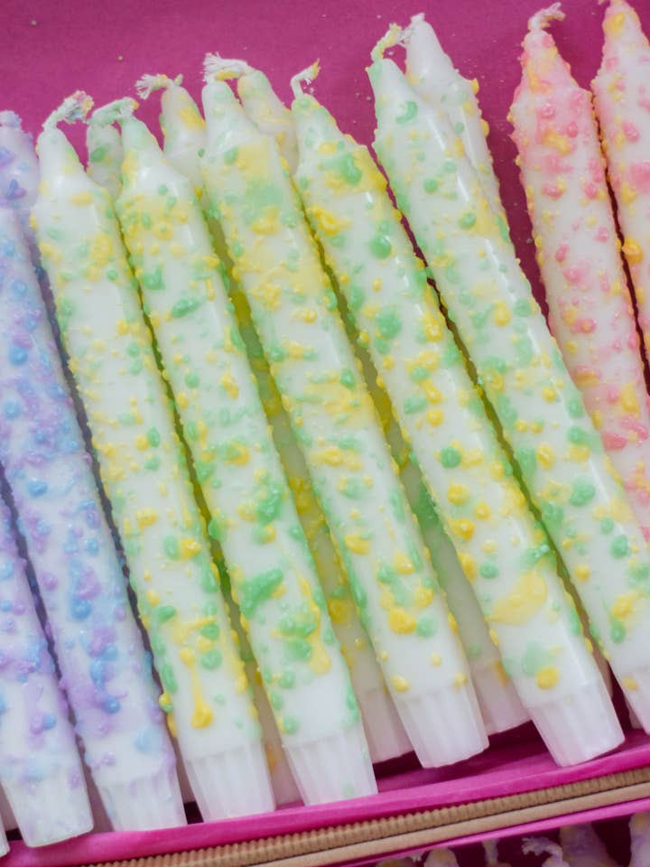 Taper candles- rainbow confetti lemon for wholesale by Nordtrice