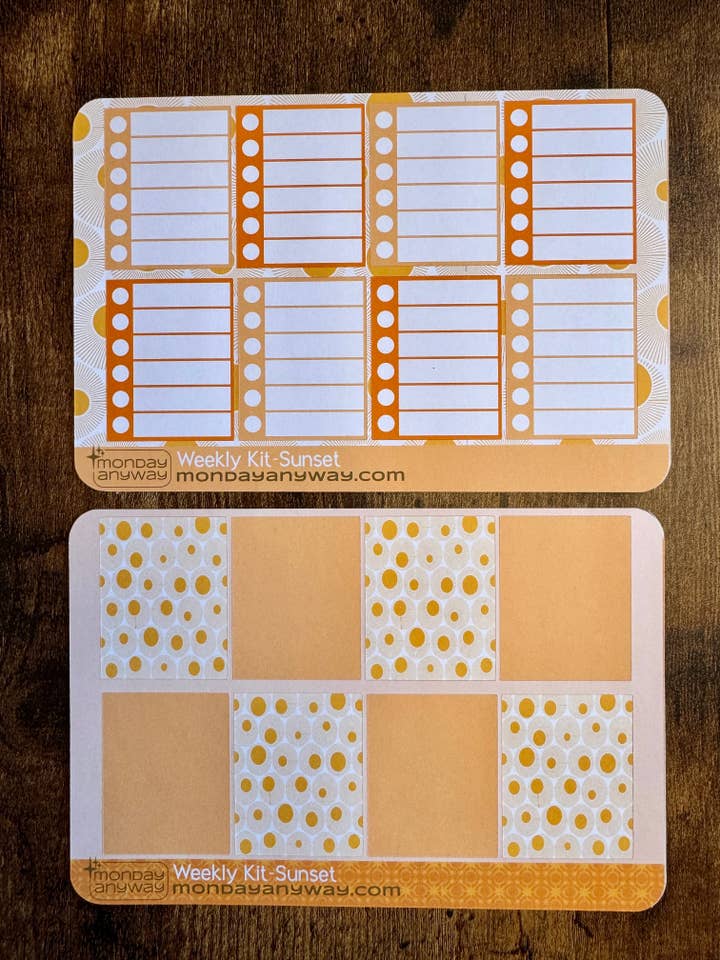 Sunset Weekly Sticker Sheet Kit for wholesale by Monday Anyway