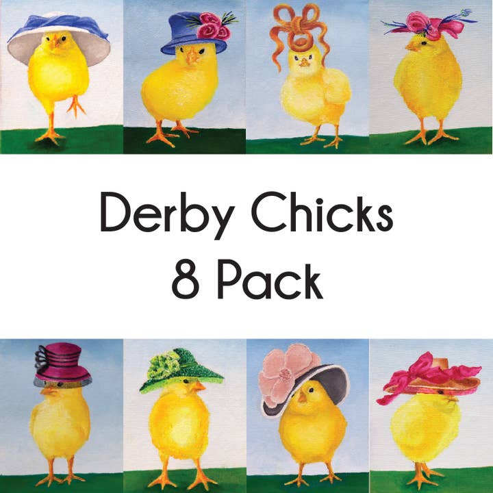 Lot de 8 cartes Derby Chicks pour la vente par Mother Bear Studio