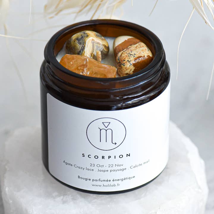 holilab. - Wholesale Jar/Filled Candle - Scorpio - Vegan scented astrological energy candle0