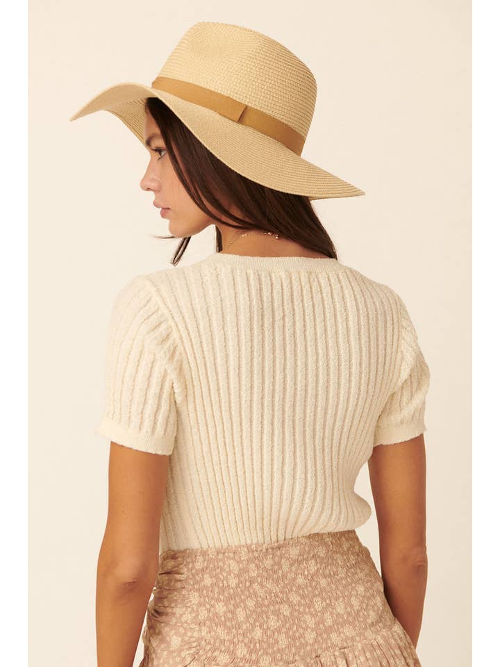 Promesa USA - Wholesale Knit Sweater - Women's - Ribbed Knit V Neck Button Front Sweater Top
