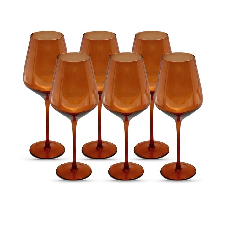 Saludi Glassware - Wholesale Wine Glass - Dark Orange Leaf Color Wine Glasses