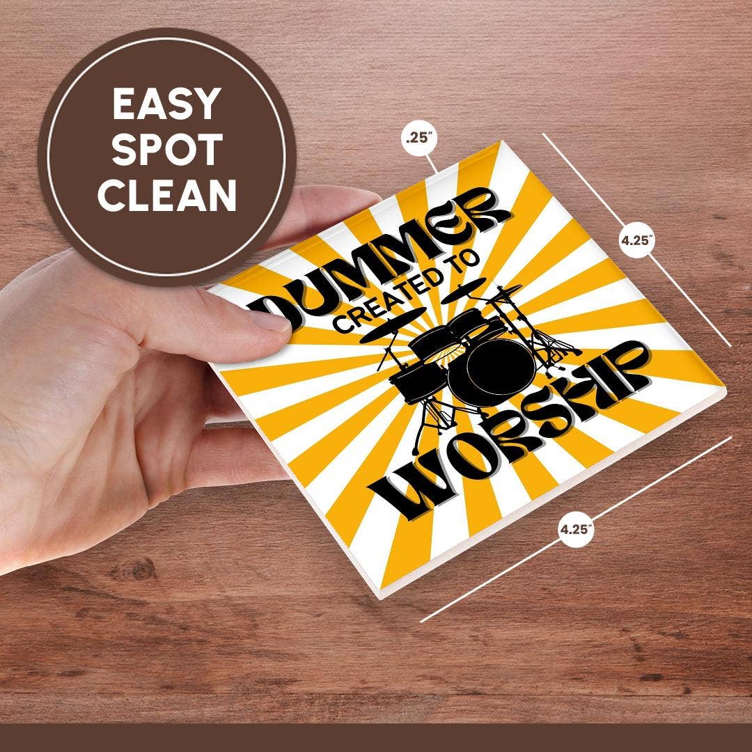 3dRose - Wholesale Coasters - 3dRose, Drummer Created To Worship, Coaster6