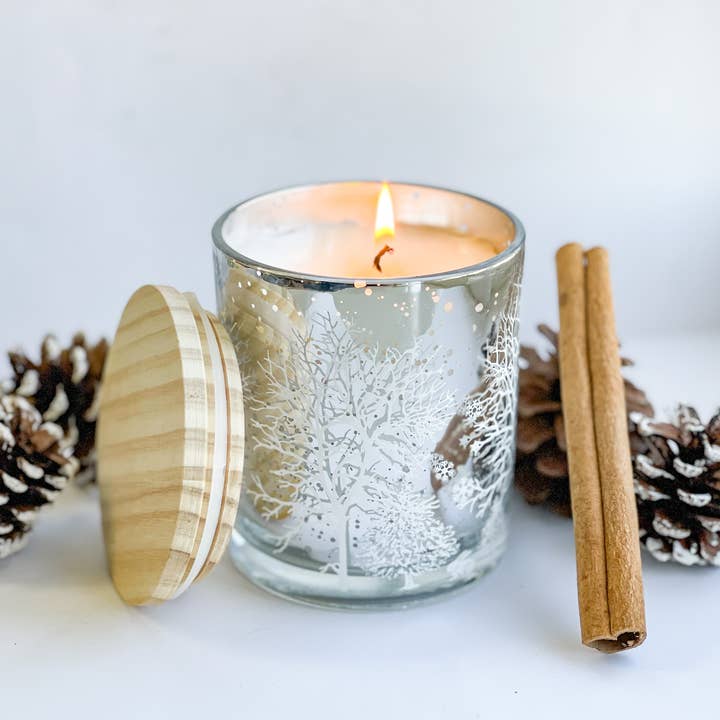 Coyer Candle Co. - Wholesale Jar/Filled Candle - 11 oz Winter Scene Glimmer Jar - Winter Christmas Collection