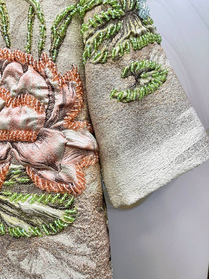 Productseeker - Wholesale Blouse - Women's - CT137Y 2025 Autumn Winter Beaded Embossed Jacquard Coat2