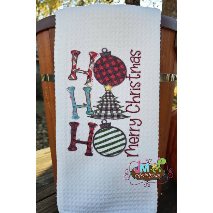 16"x24" Ho Ho Ho Merry Christmas Waffle Towel for wholesale by JMCreationsNC