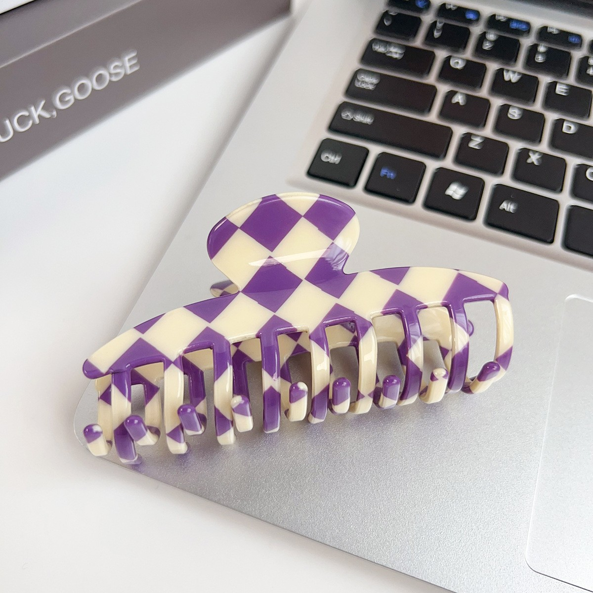 ACCITY - Wholesale Hair Clip - Women's - Checkerboard Hair Claw – Candy Color Acetate Look_CWMM1008422