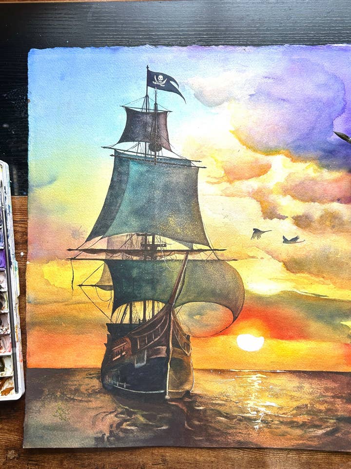 Sail Away - Story / Medieval Collection Original Painting for wholesale by Dream In Watercolor