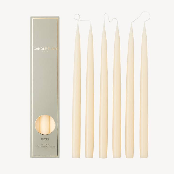 Boîte de 6 Bougies - Taper 35 - Ivoire pour la vente par Candle Flair