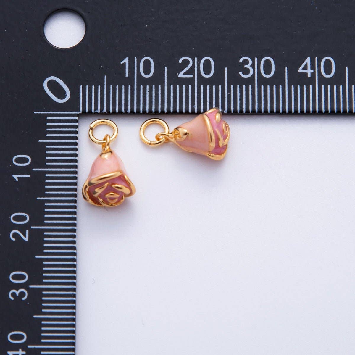 Aim Eternal - Wholesale Individual Charm/Pendant - 18K Gold Filled Pink Rose Flower Mini Charm | X6301