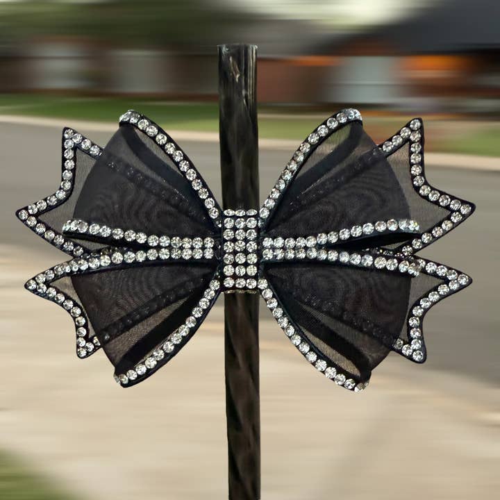Black Sheer Bling - Boujee Tumbler Bow for wholesale by Olive Lane Accessories