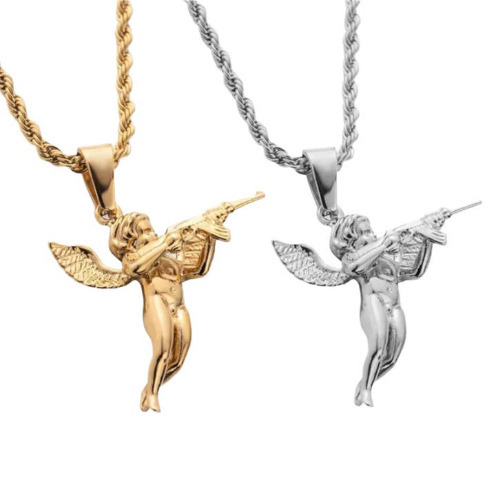 Cherub Angel Vedhæng Halskæde Guld Belagt for engroshandel hos Fantastico Fans
