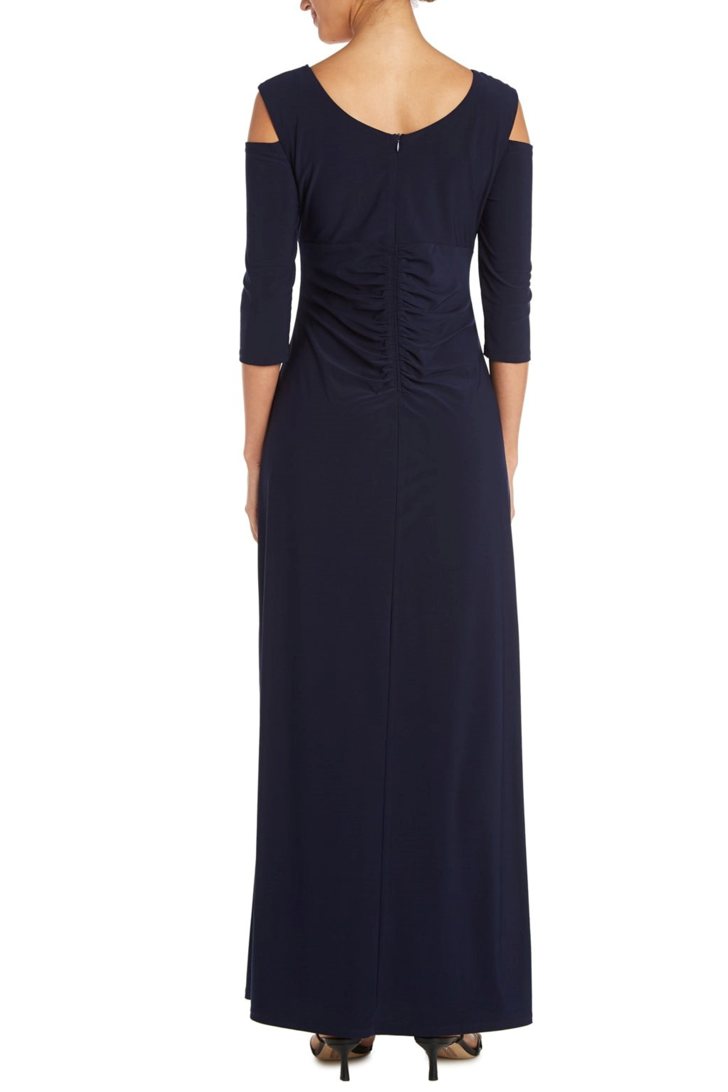 NAVY RM Richards Cold Shoulder Long Evening Dress for wholesale on Faire1