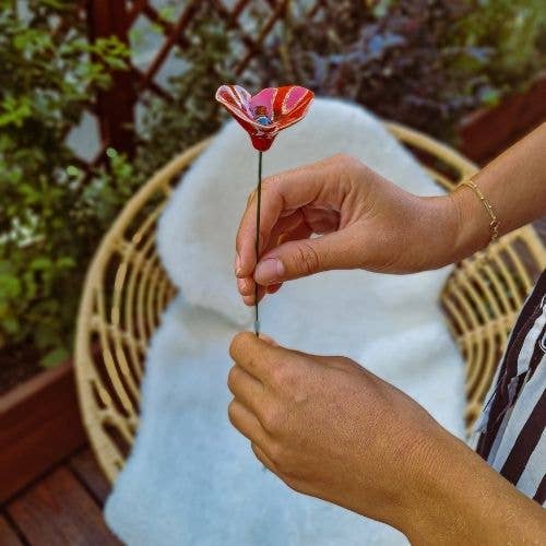 NaturoTheke - Wholesale Artificial Flowers - Small poppy diameter approx. 4 cm (19.5cm/27cm stem)4
