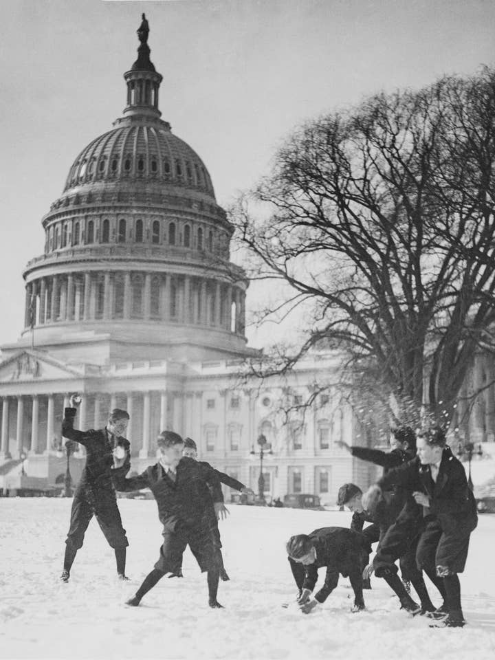 Senate Page Boys Stage, Snow Battle on the Capitol Plaza for wholesale by Print Collection