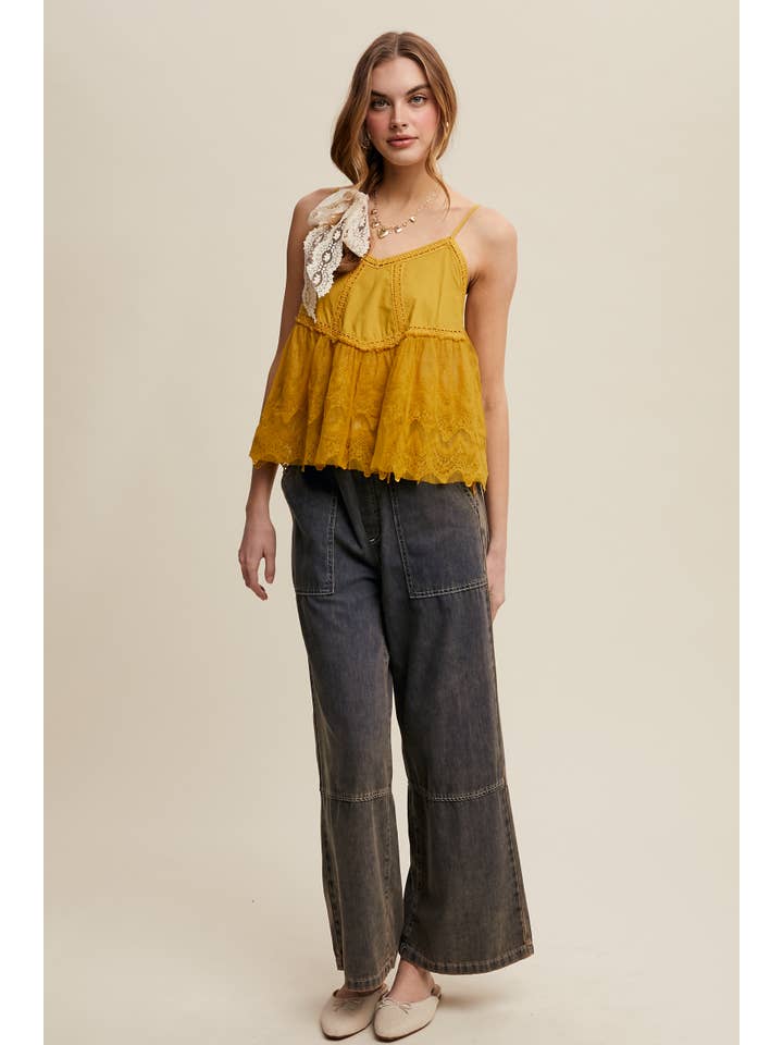 Listicle – Engroshandel Jeans - Dame – Vidbenede denimbukser med snøre i taljen18