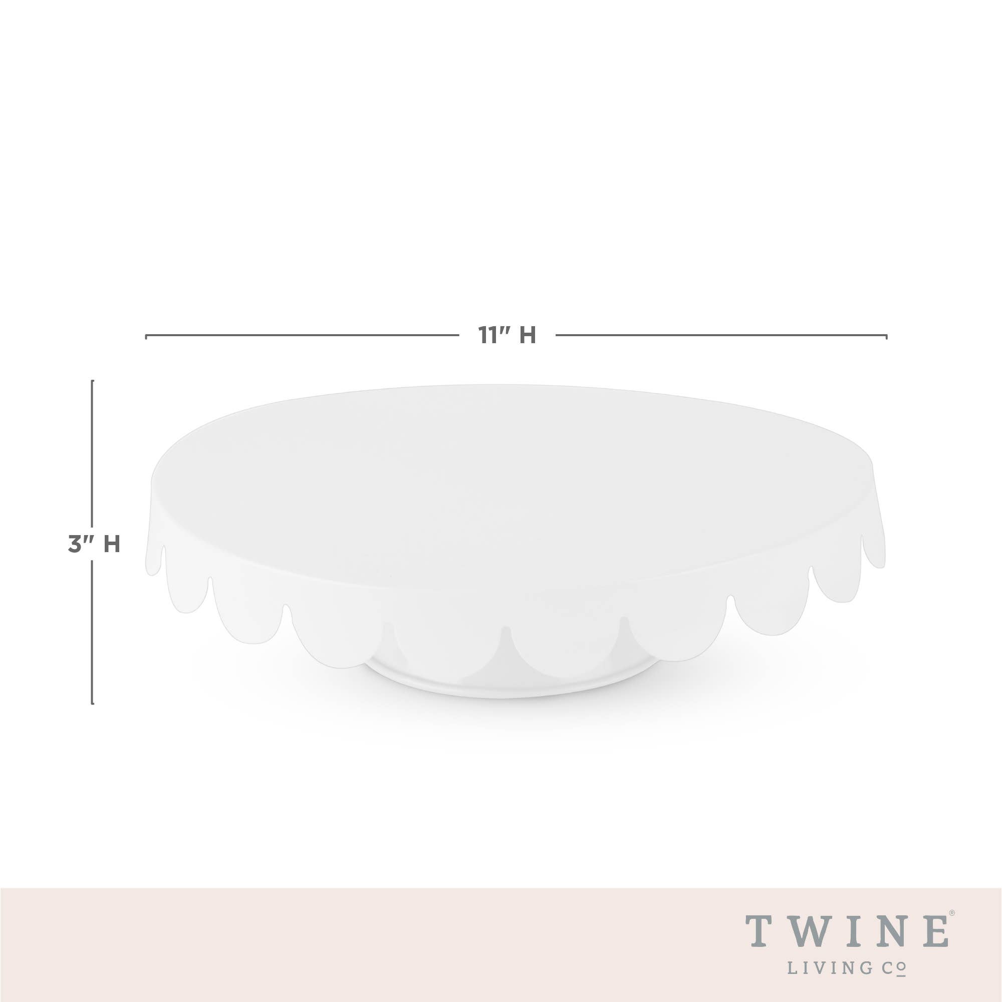 Twine - Wholesale Cake Stand - 11 inch Galvanized Metal Cake Stand Scalloped Edges in White4