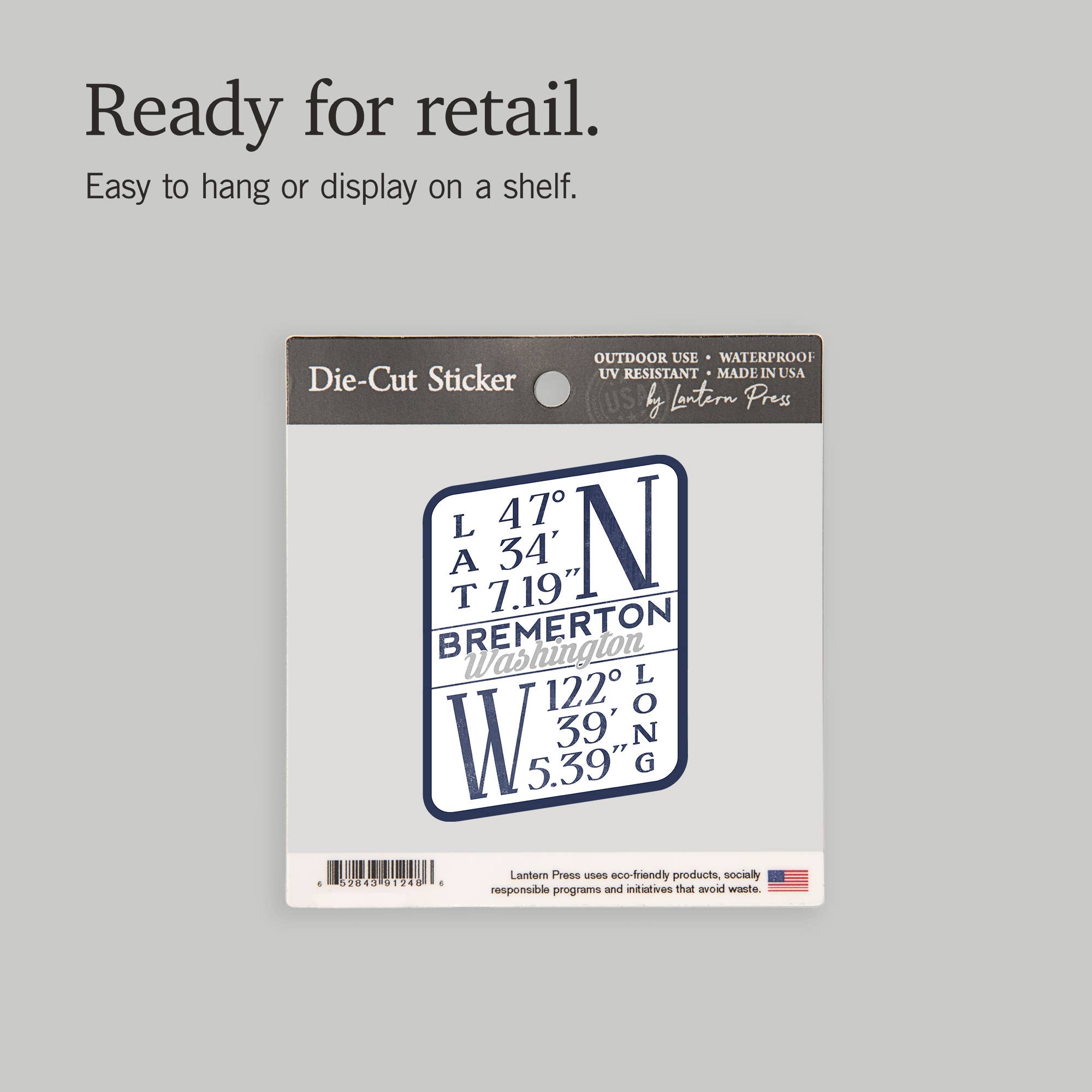 Lantern Press – wholesale Sticker – STICKER Bremerton, Washington, Latitude and Longitude (Blue)6