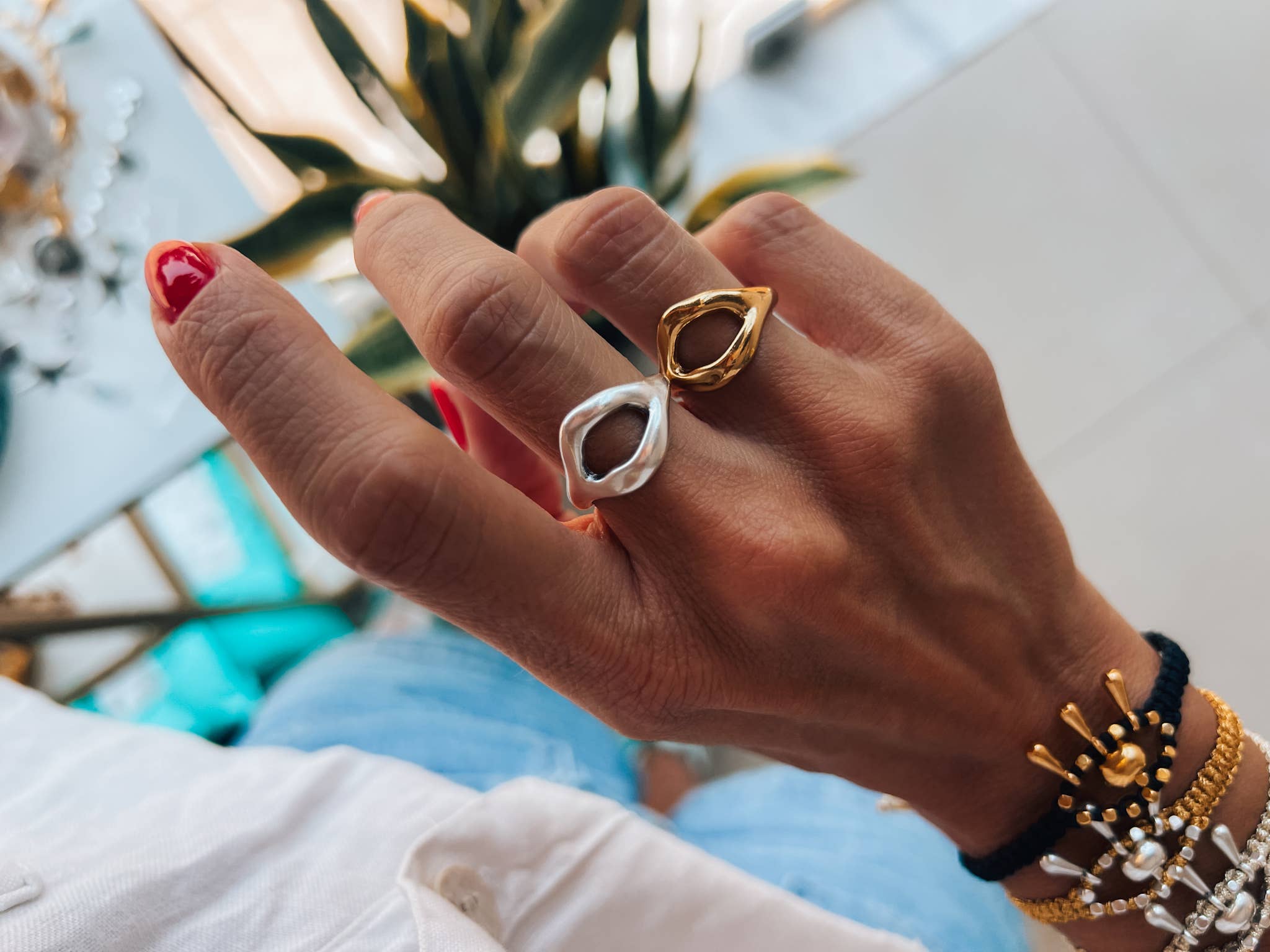 Goupi - Wholesale Cocktail/Statement Ring - Organic shape rings in gold and silver