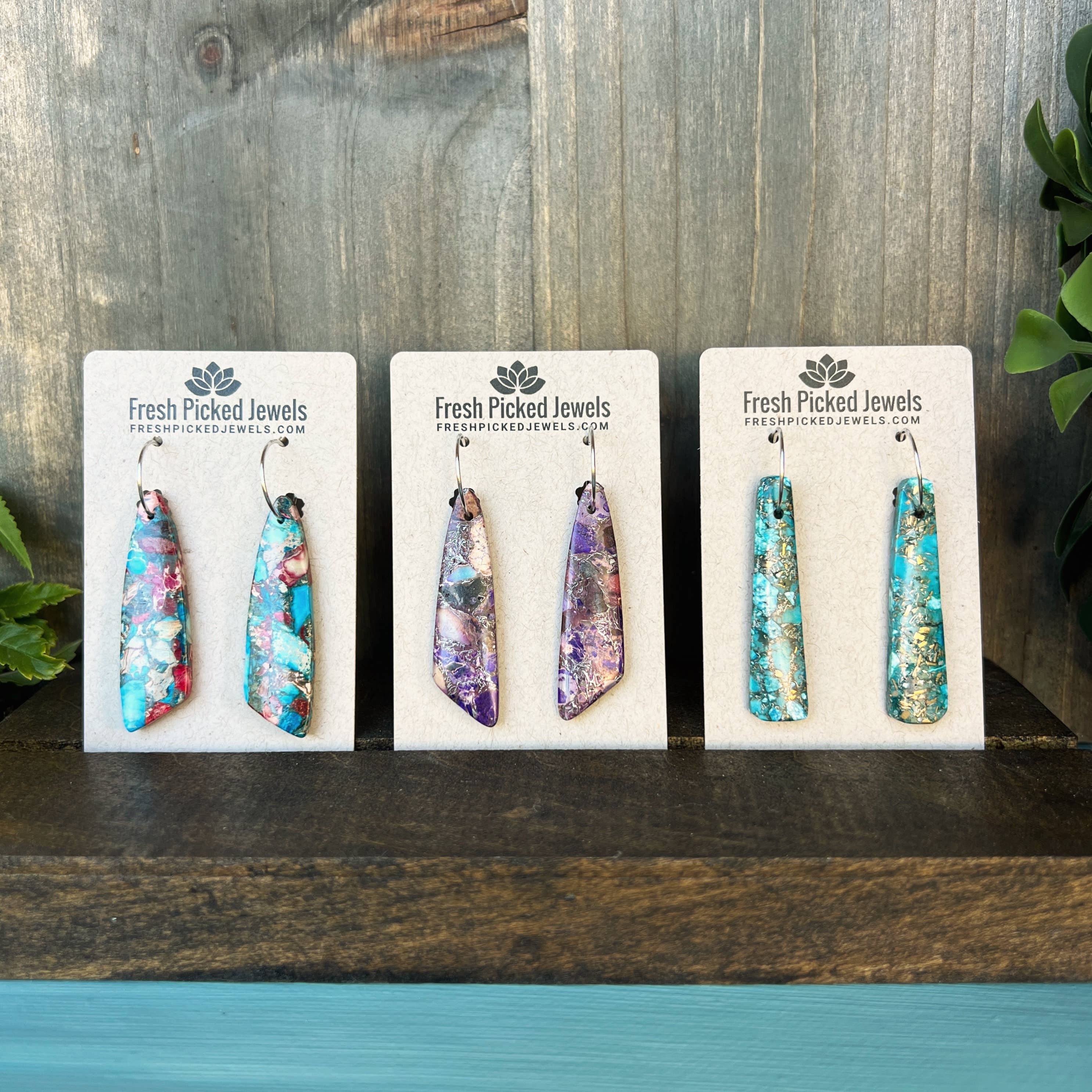 Fresh Picked Jewels - Wholesale Hoop Earrings - Imperial Jasper Hoop Earrings0