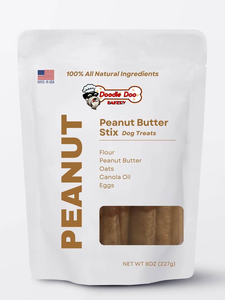 Homemade Dog Treats - Peanut Butter Stix Dog Biscuits 1/2 lb for wholesale by Doodle Doo Bakery