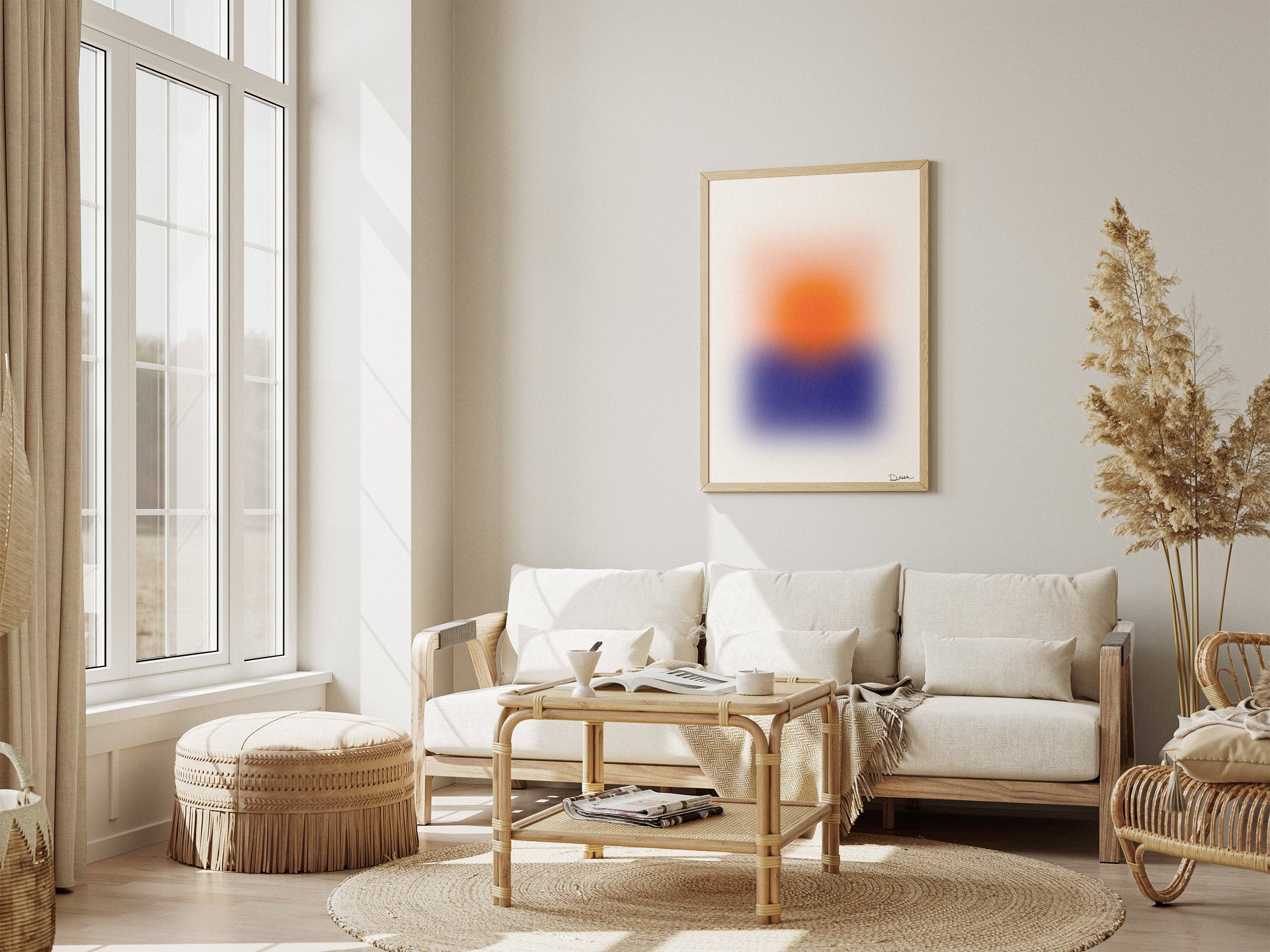 Holydirtstudio.com - Wholesale Art Print - Blurred Horizon, Abstract Blurred Sunset Poster, Modern Art, Orange Sun & Blue Horizon5