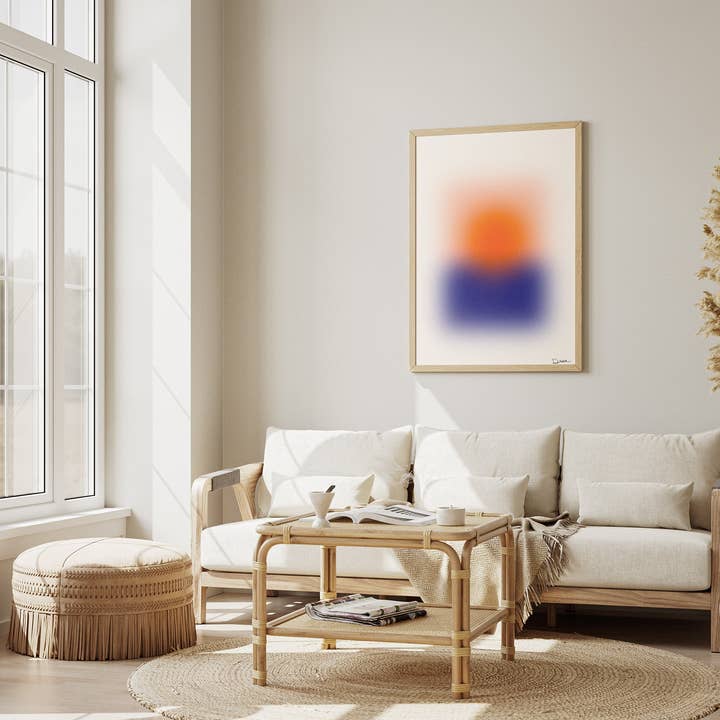 Holydirtstudio.com - Wholesale Art Print - Blurred Horizon, Abstract Blurred Sunset Poster, Modern Art, Orange Sun & Blue Horizon5