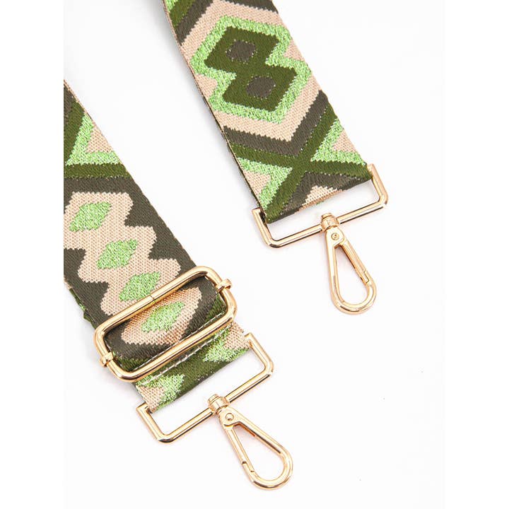 Sarta Accessories – wholesale Bag strap – women's – Ronda Woven Bag Strap - Green, Aztec Metallic