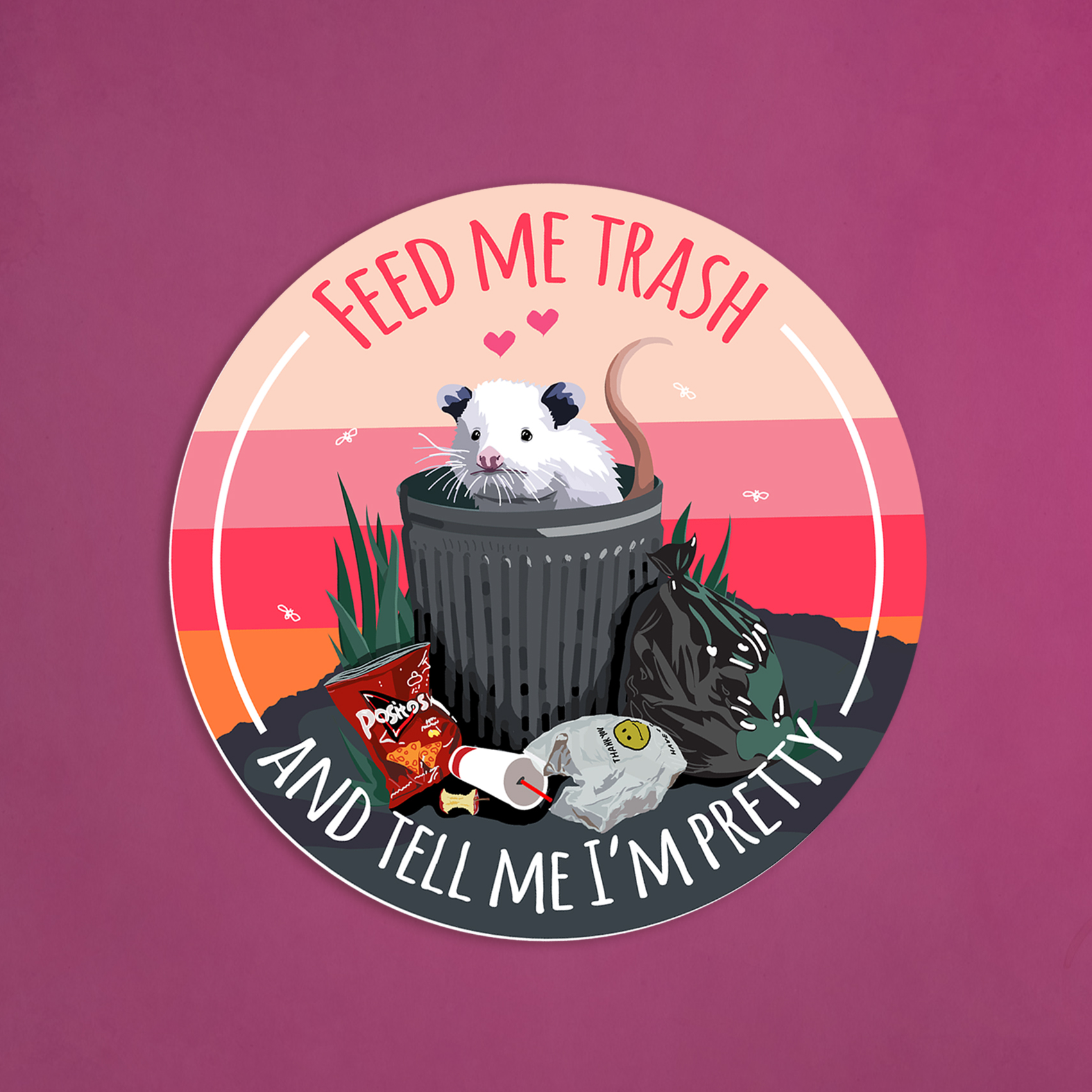 BoyPilot Goods - Wholesale Sticker - Feed Me Trash Possum Sticker3