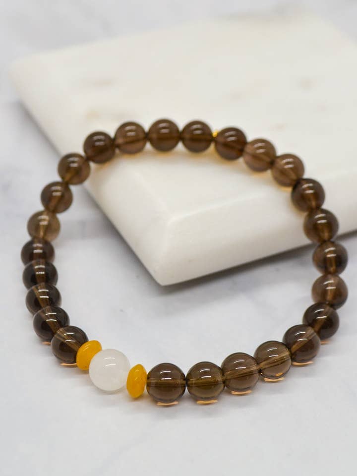 Coleção masculina 14K Gold Plate Smokey Quartz Bracelet por atacado de Willa James