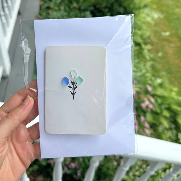 Tiny Greeting Card, Sea Glass Flower Bouquet, Beach glass for wholesale by Craftify Mom