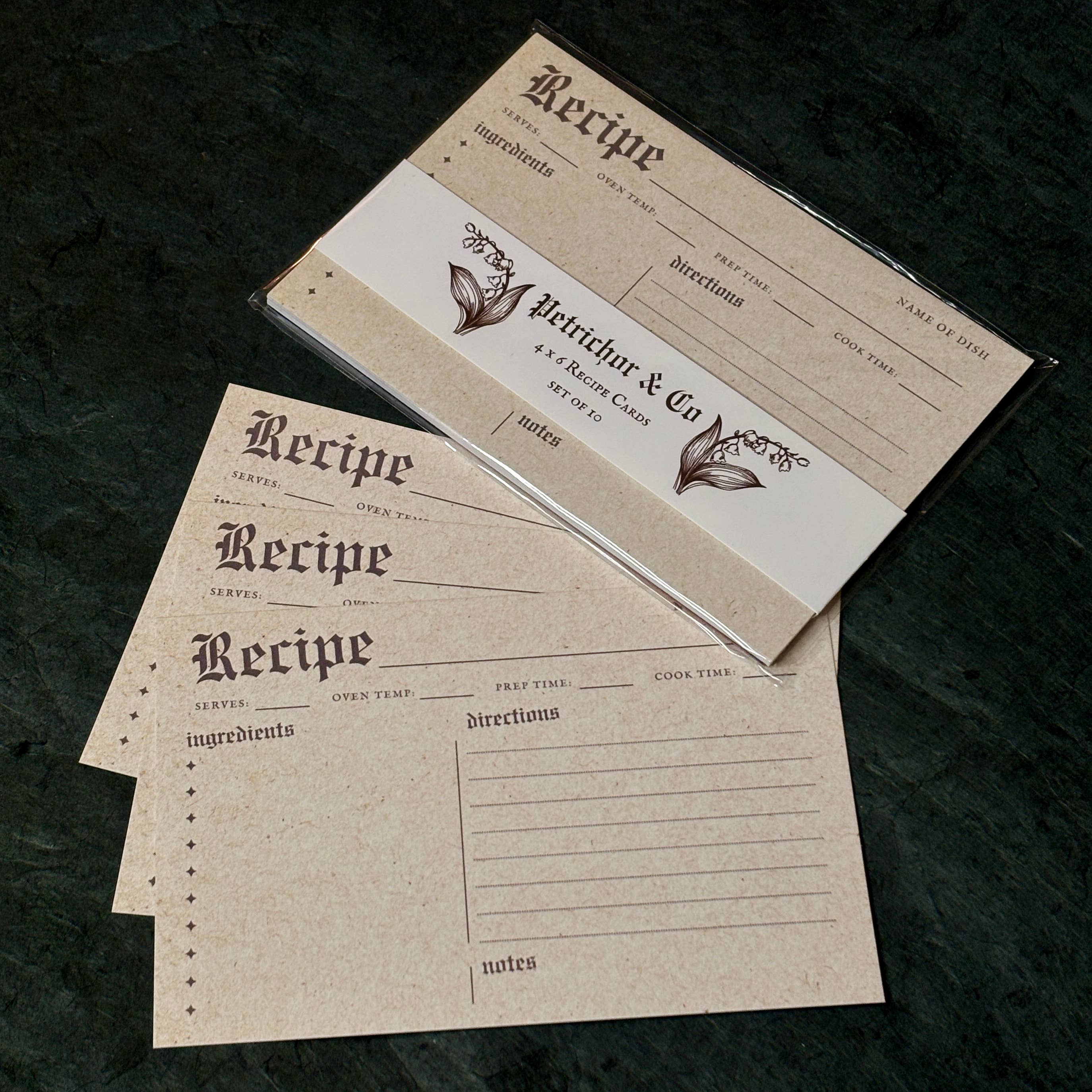 Petrichor & Co. - Wholesale Recipe Card - Retro Recipe Cards – Set of 10 Vintage Kitchen Stationery1