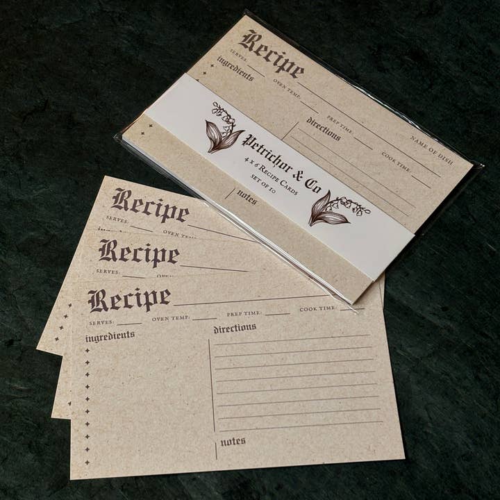 Petrichor & Co. - Wholesale Recipe Card - Retro Recipe Cards – Set of 10 Vintage Kitchen Stationery1