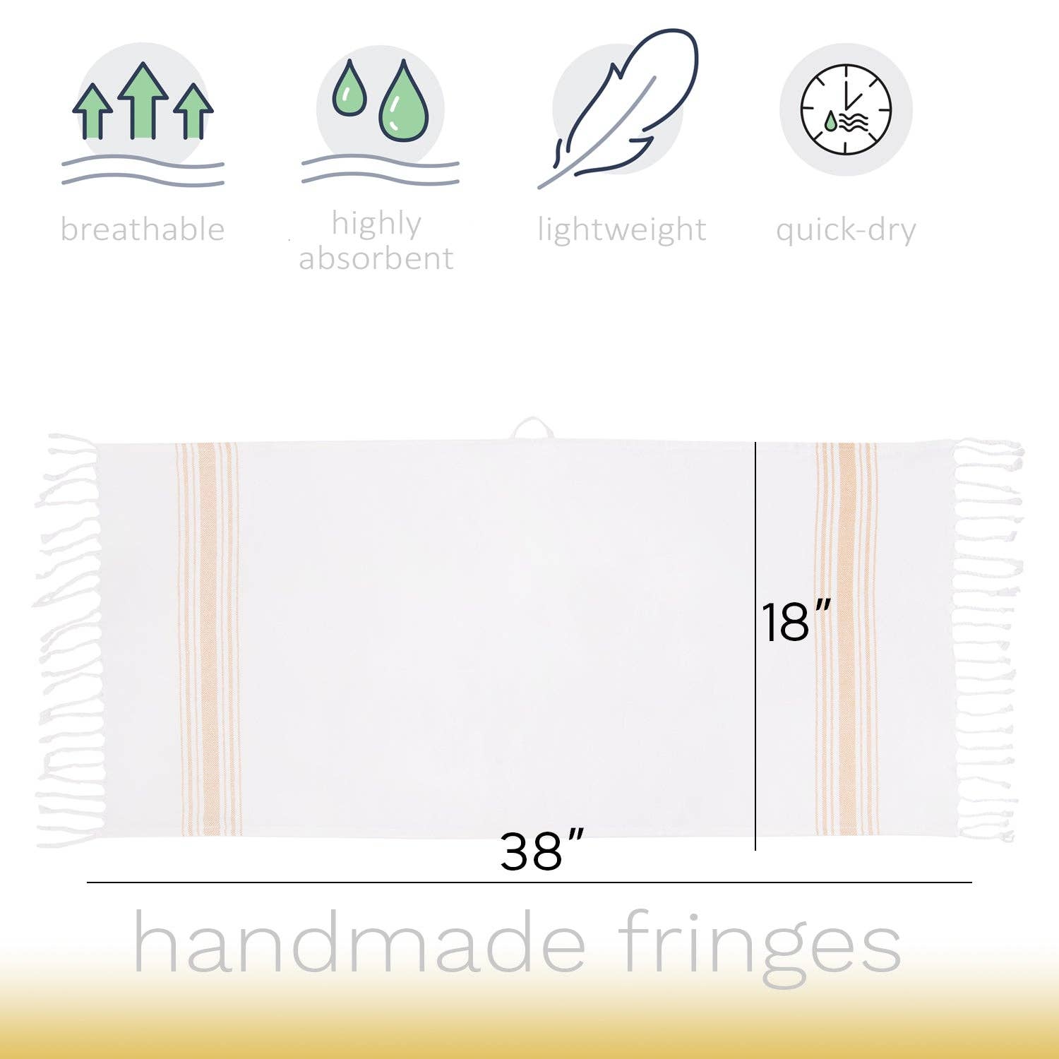 Barooga - Wholesale Hand Towel - Farmhouse Turkish Hand Towel (Set of 3), 18 x 38 inches18