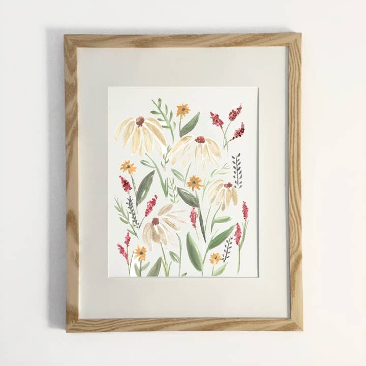 Field of Daisies, watercolor print for wholesale by Bluegrass Burlap Shop, LLC