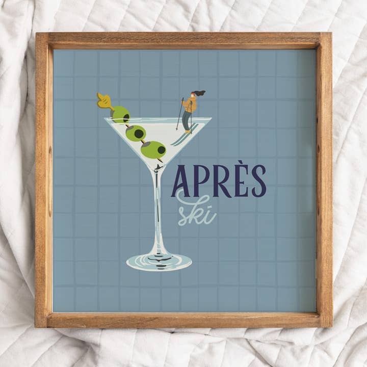 Après Ski Martini Wooden Serving Tray for wholesale by Rustic Marlin