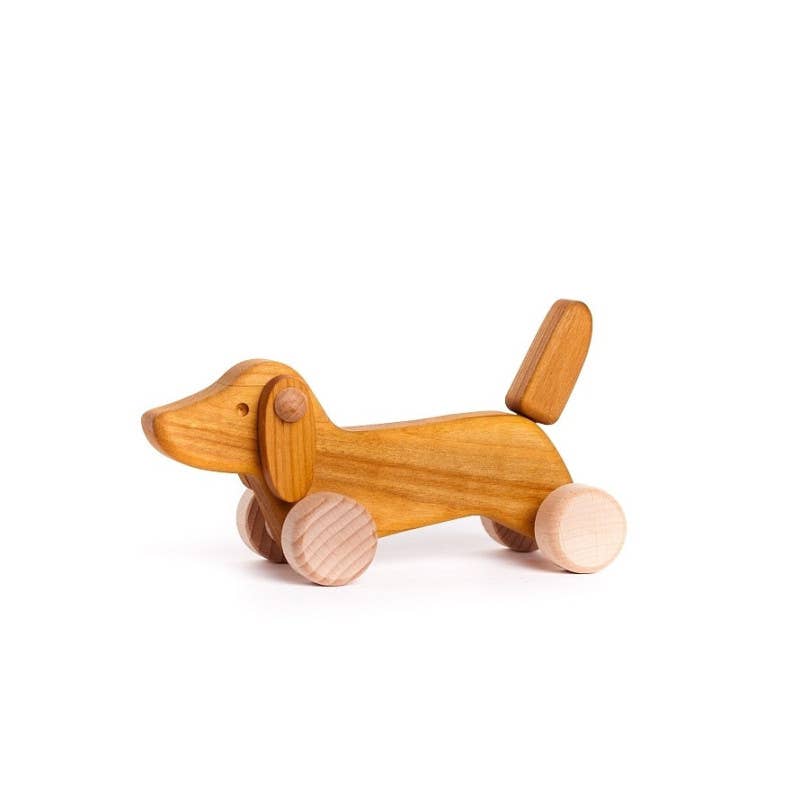 BAJO WOODEN TOYS - Wholesale Wood Toy - Kids - Small Dachshund on Wheels - Wooden Toy Dog2