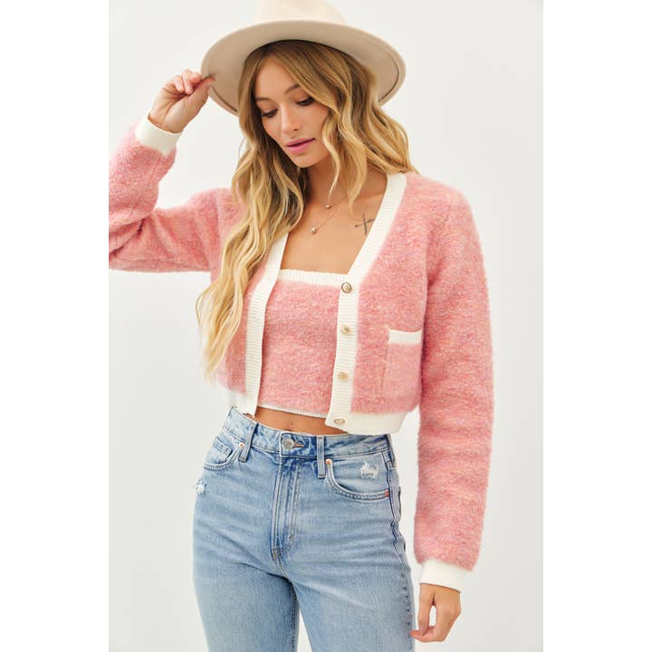 ENSEMBLE - ÉLÉGANT TUBE DUZZY ET CARDIGAN EN LAINE MÉLANGÉE pour la vente par idem ditto