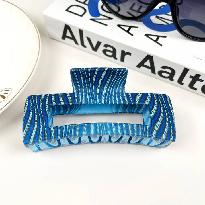 SoapElenGlen - Venta al por mayor Horquilla para el pelo - Mujer - Pinza rectangular para el pelo con estampado de leopardo a rayas6